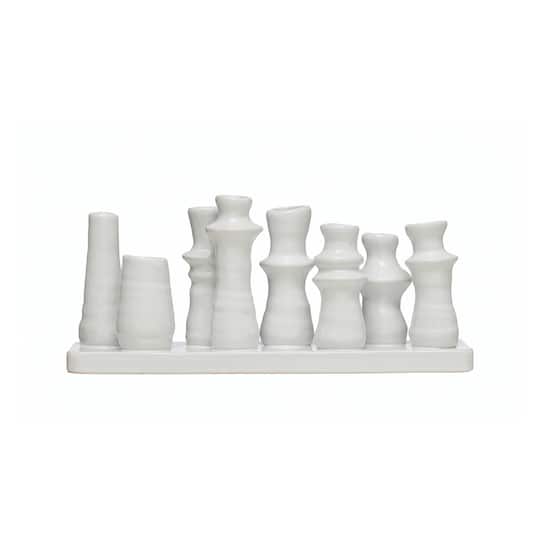 Hello Honey® 11" White Organic Shaped 8-Section Stoneware Vase
